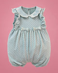 Aqua de lunares para bebé niña, vista de frente | JR Baby Center
