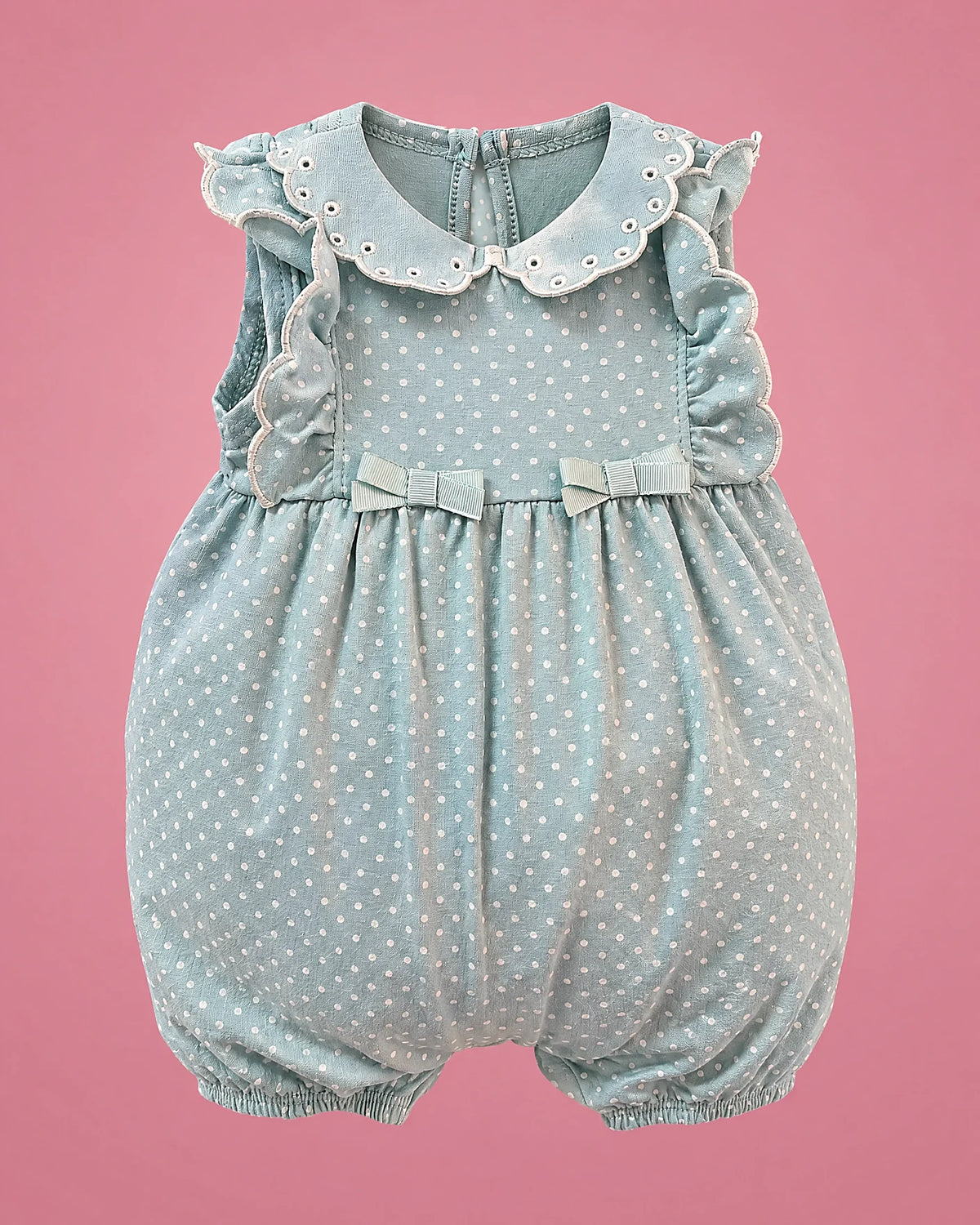 Aqua de lunares para bebé niña, vista de frente | JR Baby Center
