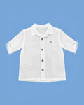 Camisa Up Baby blanca de cuello y manga larga para niño | JR Baby Center