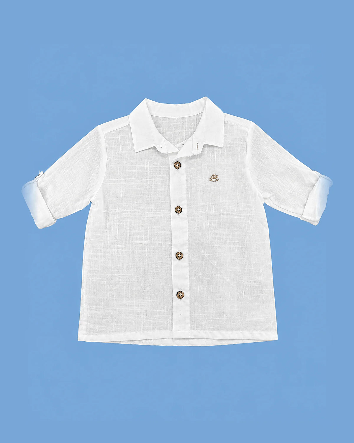 Camisa Up Baby blanca de cuello y manga larga para niño | JR Baby Center