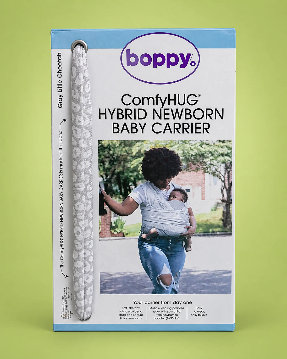 Cargador de bebé Boppy ComfyHug gris guepardo | JR Baby Center