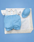 Set D'Vanty de algodón blanco y celeste para recién nacido, set completo | JR Baby Center