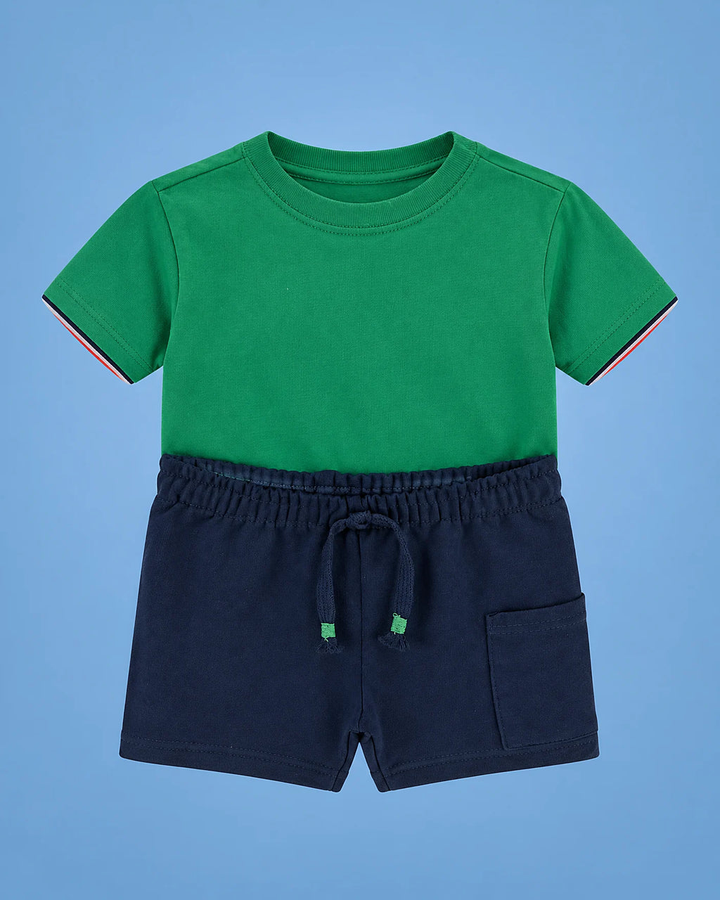 Conjunto de camiseta verde con hipopótamo y short azul marino para niño, camiseta y short, set completo | JR Baby Center