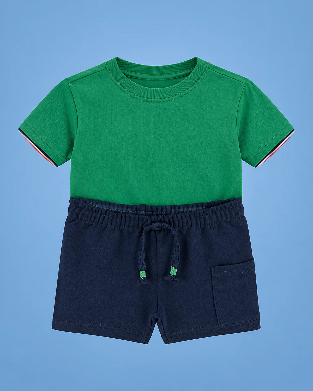 Conjunto de camiseta verde con hipopótamo y short azul marino para niño, camiseta y short, set completo | JR Baby Center