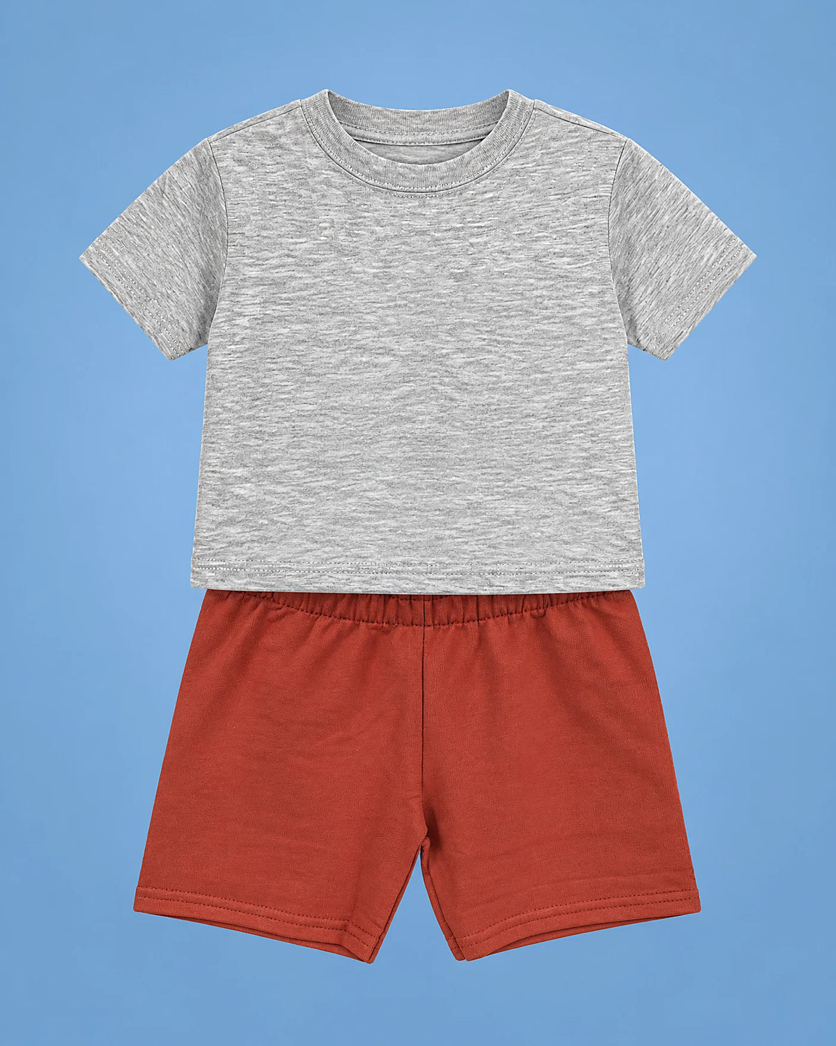 Conjunto de camiseta gris con guitarra y short terracota para niño, camiseta y short, set completo | JR Baby Center