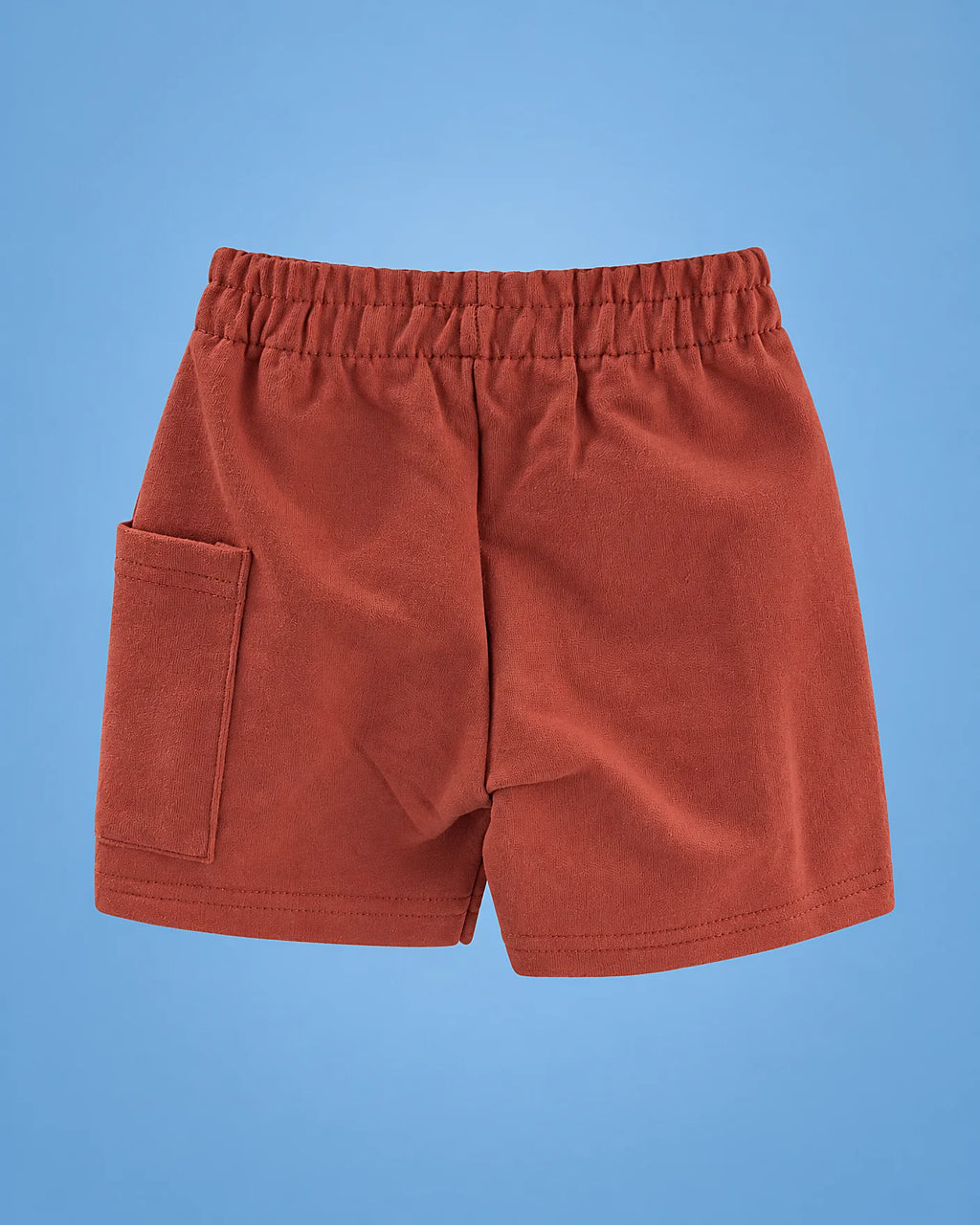 Conjunto de camiseta gris con iguana y short terracota para niño, short, vista de detalle | JR Baby Center