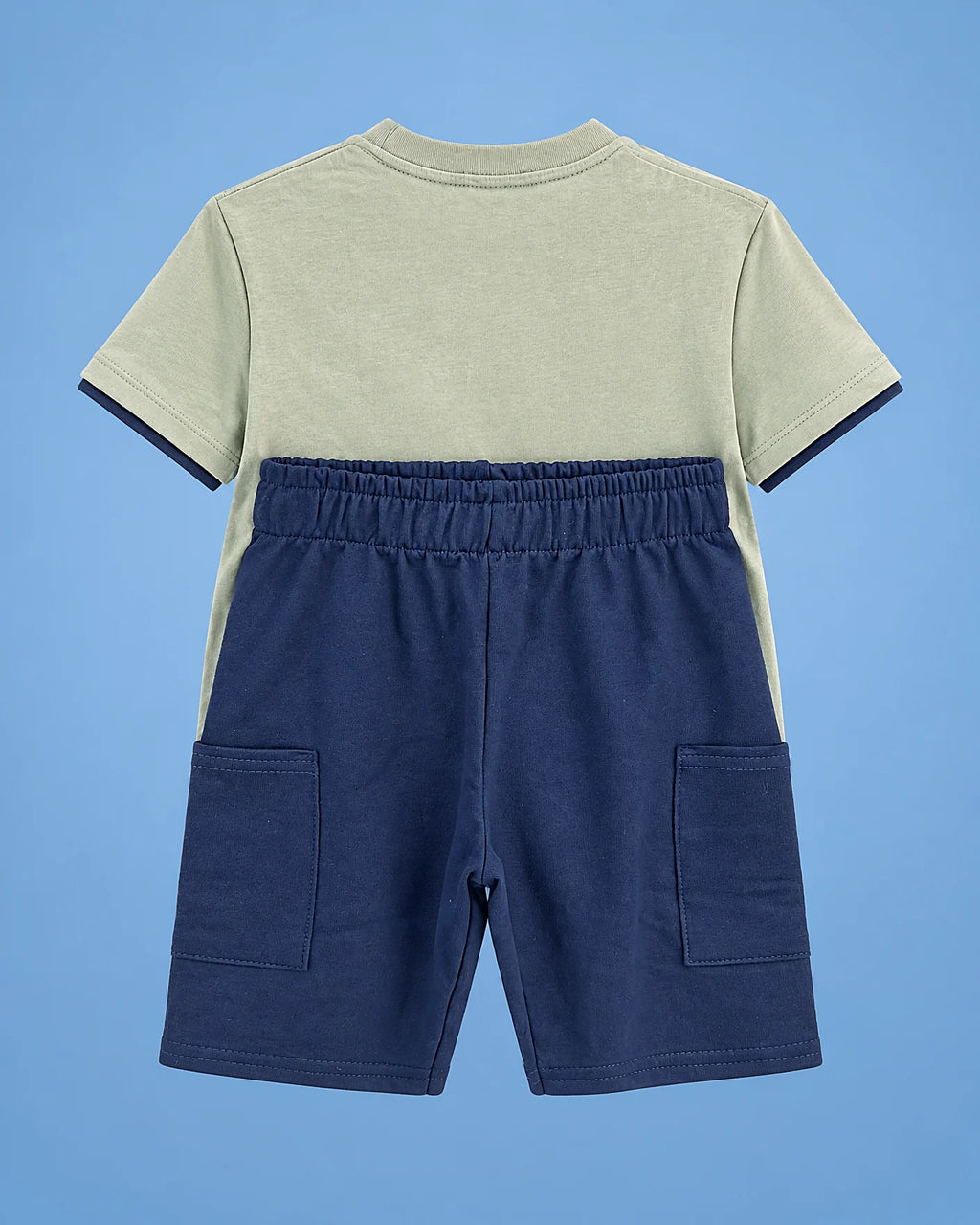 Conjunto de camiseta verde salvia con tigre y short azul marino para niño, camiseta y short, set completo | JR Baby Center