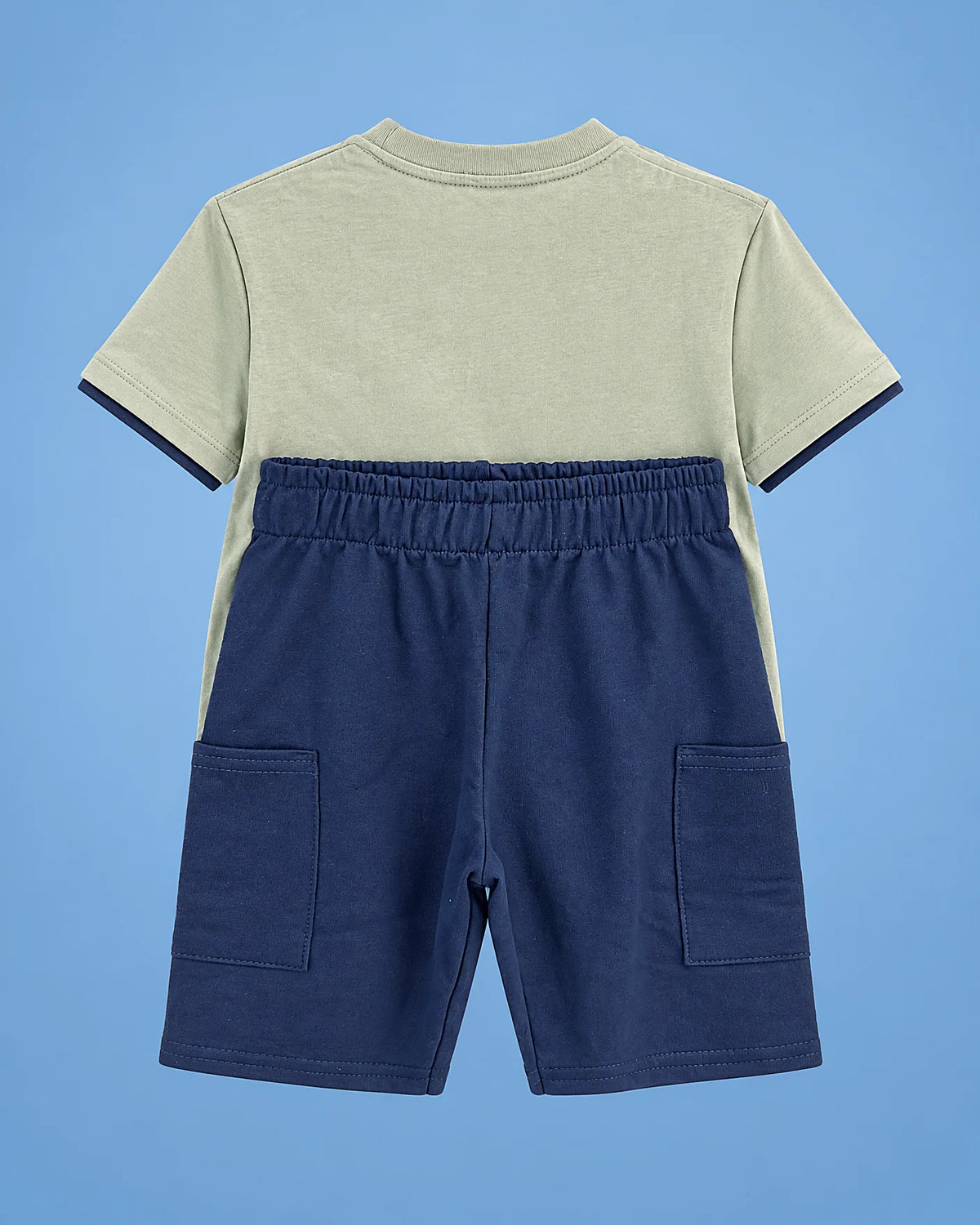 Conjunto de camiseta verde salvia con tigre y short azul marino para niño, camiseta y short, set completo | JR Baby Center