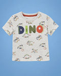 Conjunto de camiseta gris DINO y short naranja para bebé niño, camiseta de frente | JR Baby Center