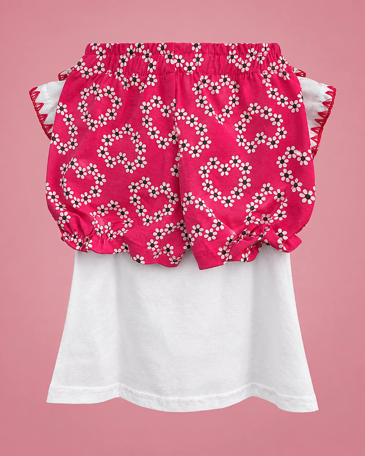 Conjunto de blusa blanca con gatita y bombacho fucsia para bebé niña, set completo con bombacho | JR Baby Center