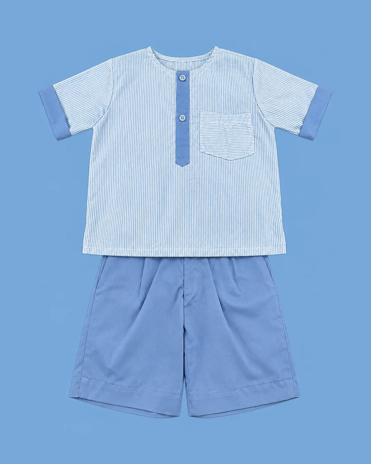 Conjunto Karela Kids azul a rayas para niño | JR Baby Center