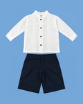 Conjunto Karela Kids blanco y azul marino para niño | JR Baby Center