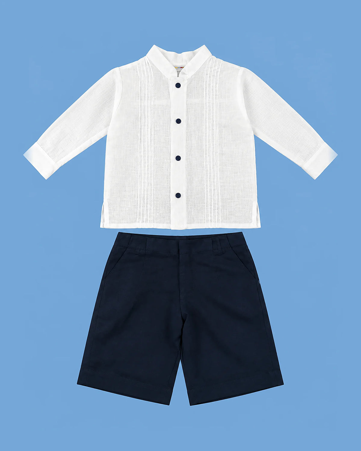 Conjunto Karela Kids blanco y azul marino para niño | JR Baby Center