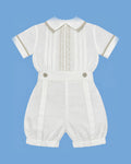 Conjunto Karela Kids blanco con detalles beige para bebé niño | JR Baby Center