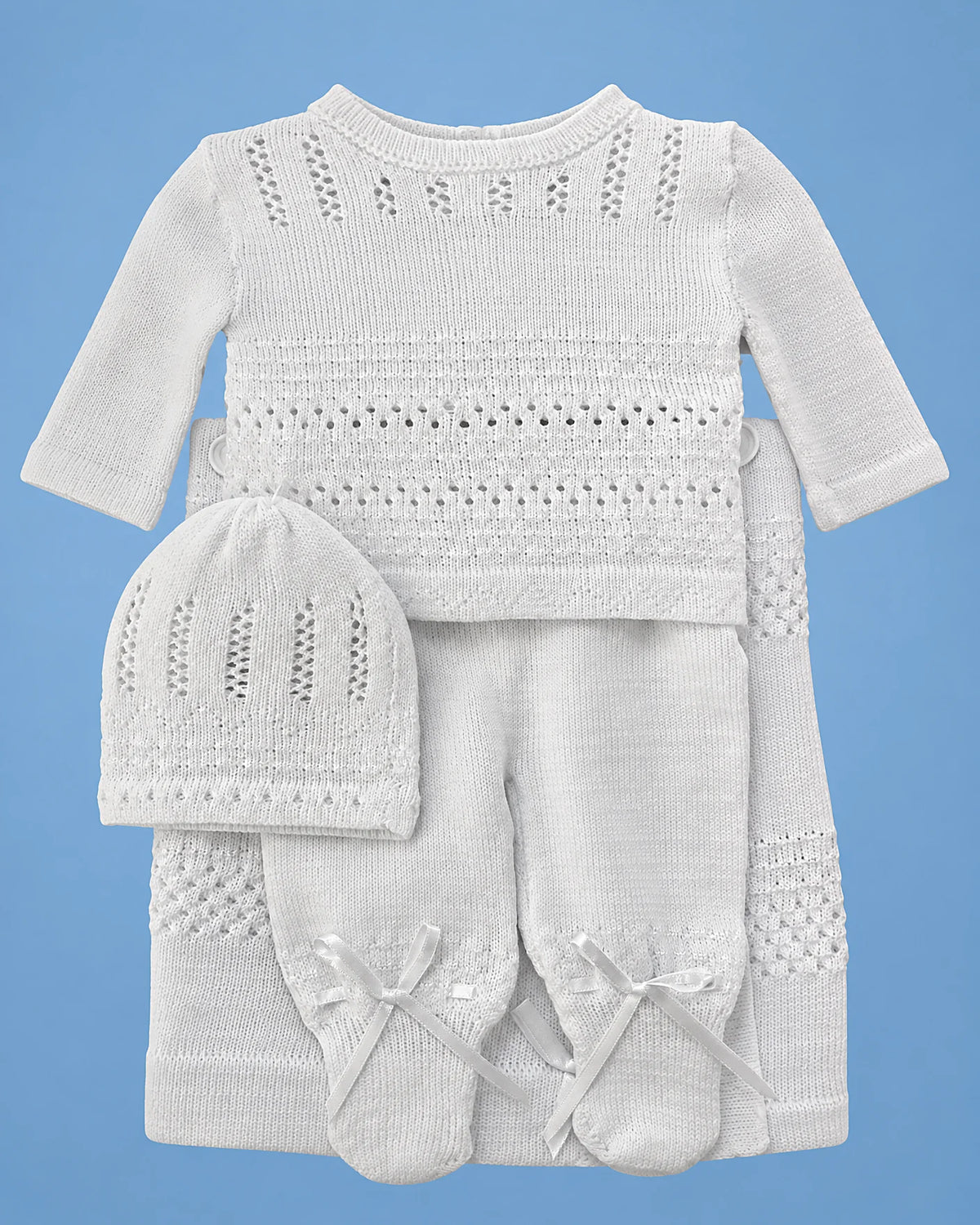 Conjunto tejido a mano con manta para recién nacido, set completo | JR Baby Center