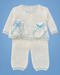 Conjunto tejido a mano blanco con gorrito para recién nacido | JR Baby Center