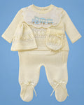 Conjunto tejido a mano con babero para recién nacido, set completo | JR Baby Center