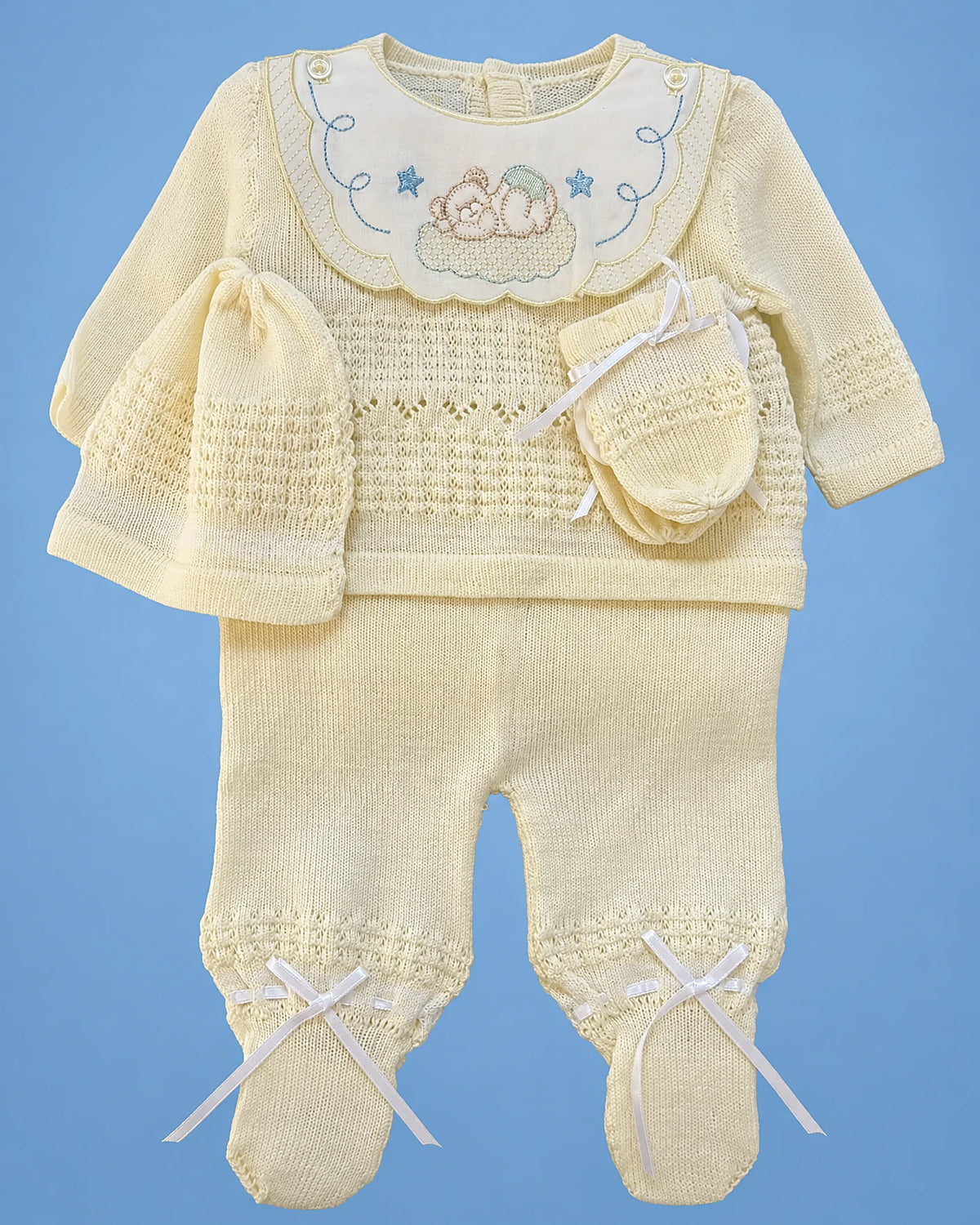 Conjunto tejido a mano de nube para recién nacido, set completo | JR Baby Center