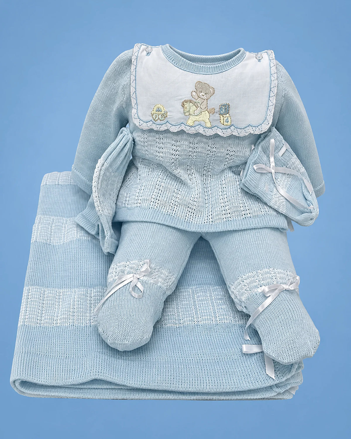 Conjunto tejido a mano y gorrito para recién nacido, set completo | JR Baby Center