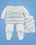 Conjunto tejido a mano verde para recién nacido, set completo | JR Baby Center