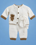 Conjunto tejido a mano marrón para recién nacido, set completo | JR Baby Center