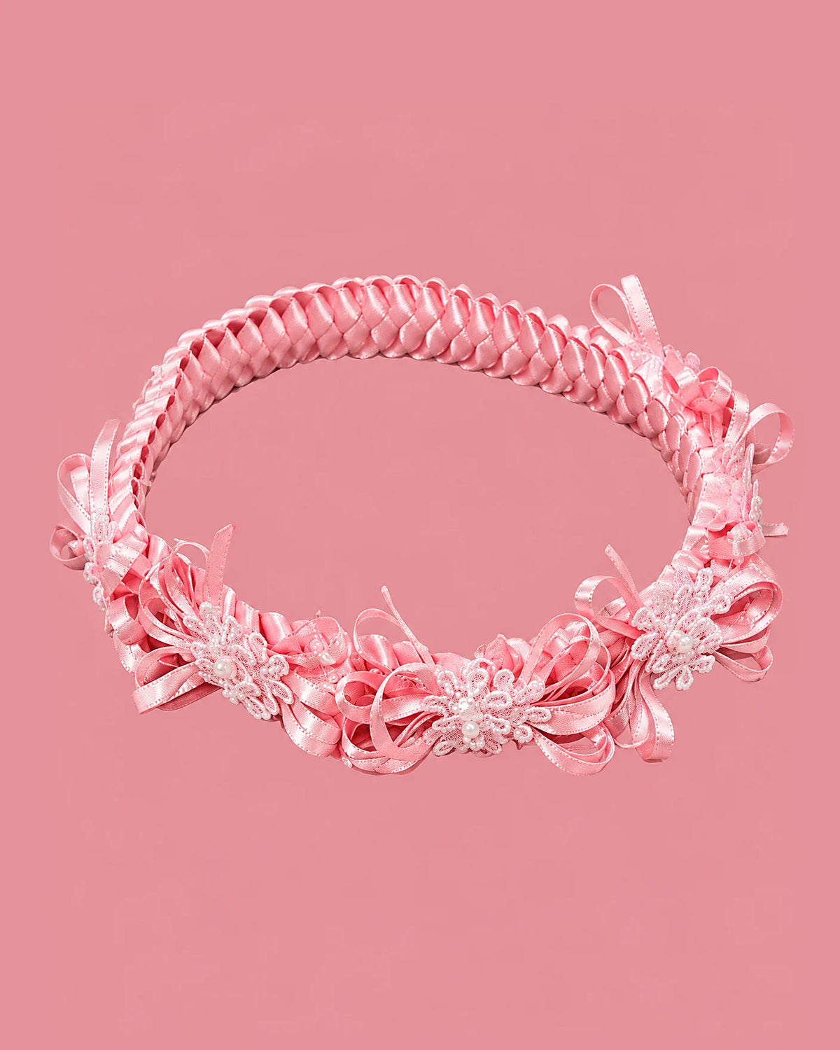 Diadema rosada de flores con perlitas | JR Baby Center