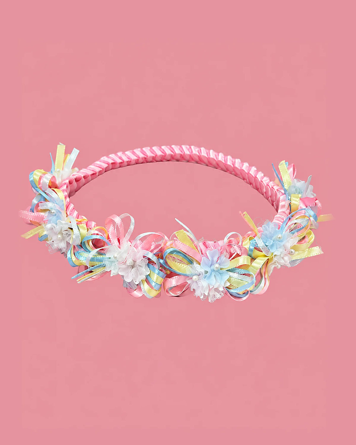 Diadema rosada de lazos pastel | JR Baby Center