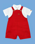 Jardinero Up Baby rojo con camisa blanca para niño | JR Baby Center