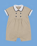 Karela Kids beige con cuello azul marino para bebé niño | JR Baby Center