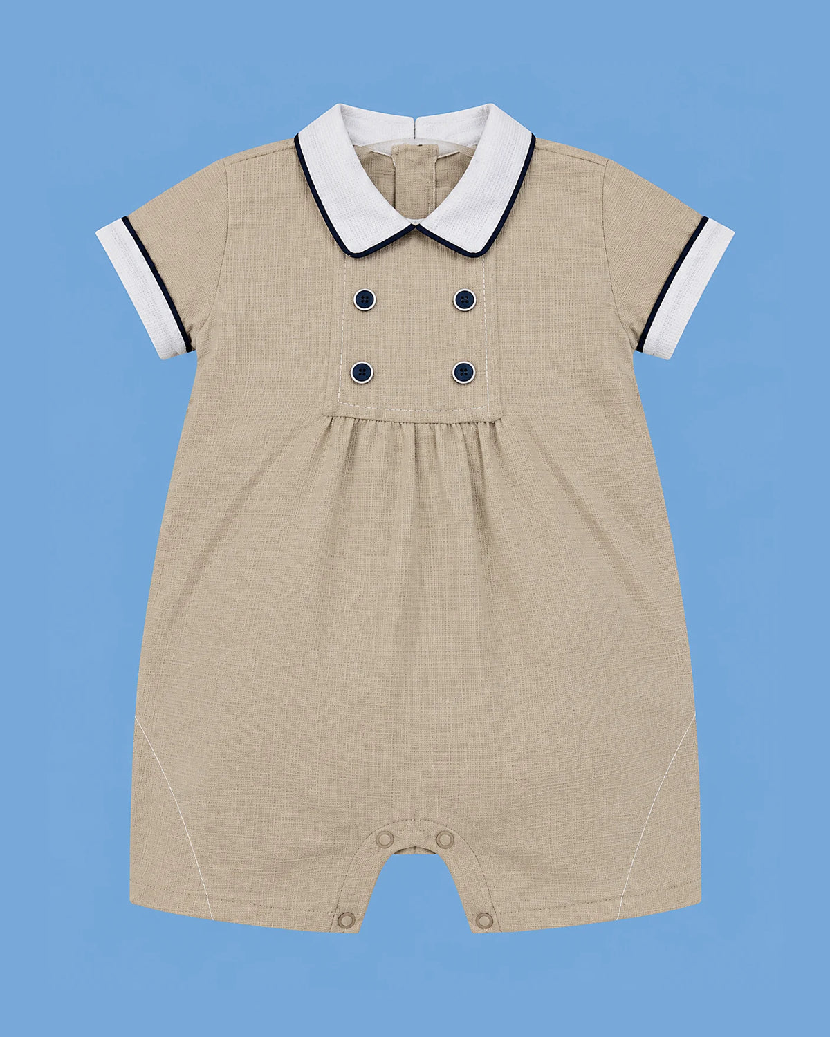 Karela Kids beige con cuello azul marino para bebé niño | JR Baby Center
