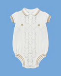 Karela Kids blanco corto con rayas beige para bebé niño | JR Baby Center