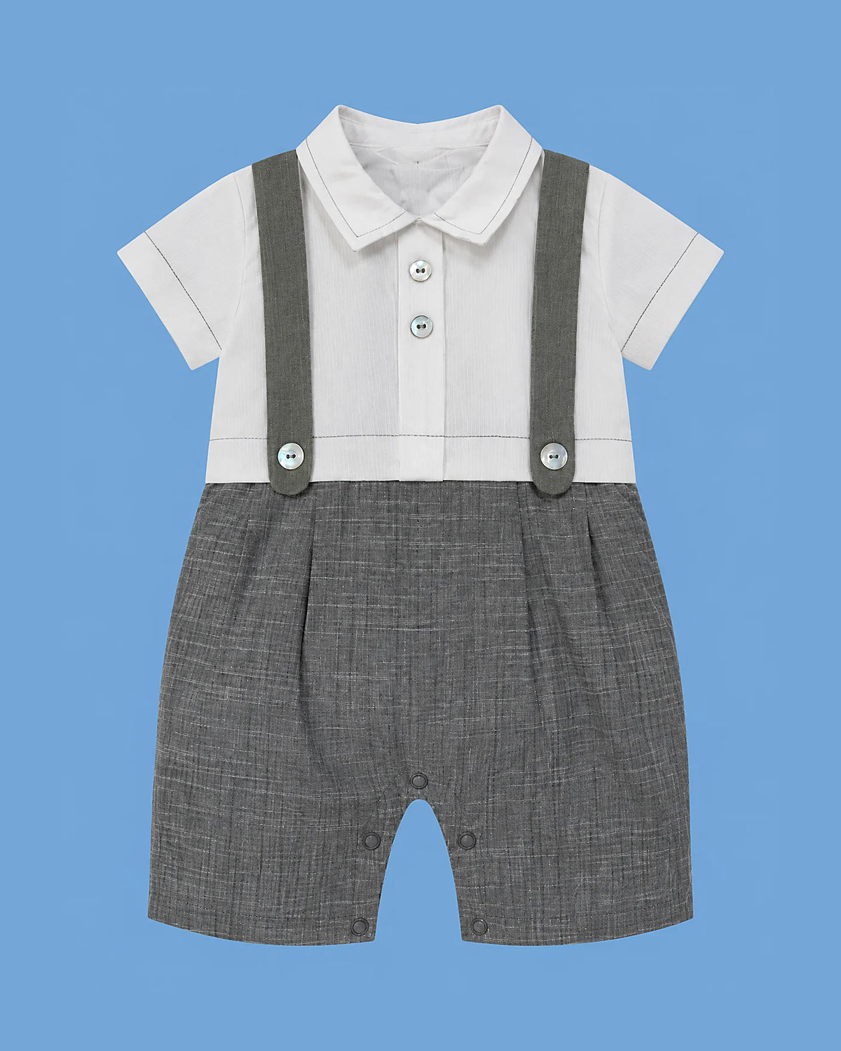 Karela Kids blanco y gris con tirantes para bebé niño | JR Baby Center