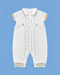 Karela Kids blanco largo con rayas beige para bebé niño | JR Baby Center