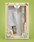 Kit de vela de bautismo con paño bordado e imagen del ángel de la guarda en caja de regalo | JR Baby Center