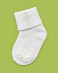 Medias Piccolo blancas con cruz para bebé | JR Baby Center