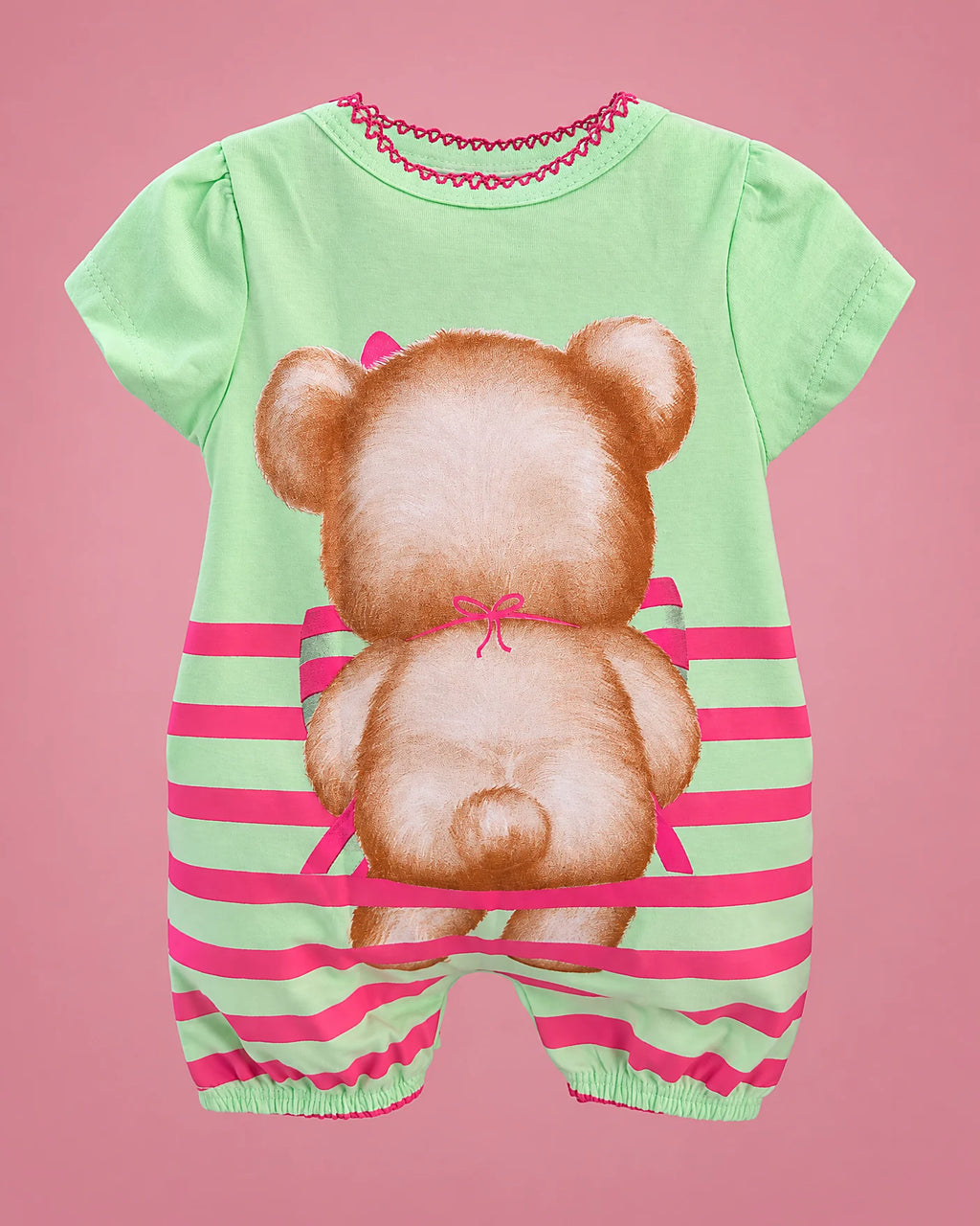 Kyly verde menta de osita para bebé niña, vista de espalda | JR Baby Center