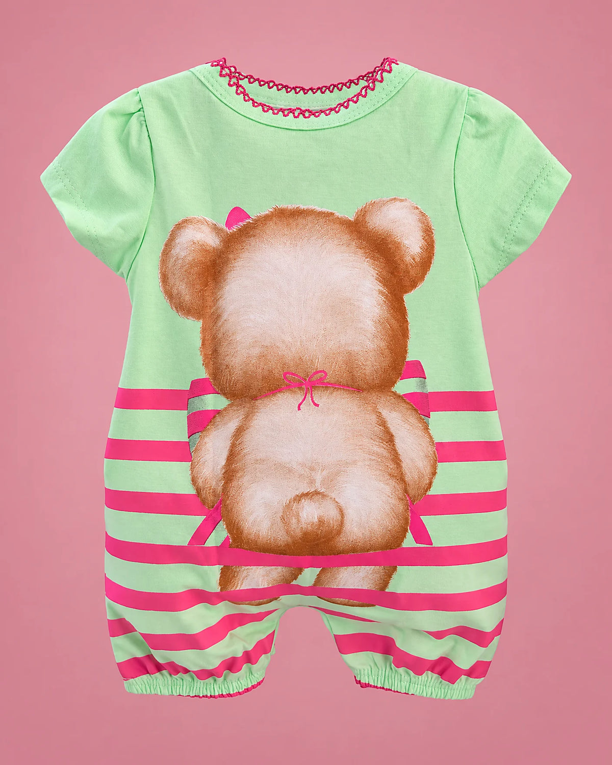 Kyly verde menta de osita para bebé niña, vista de espalda | JR Baby Center