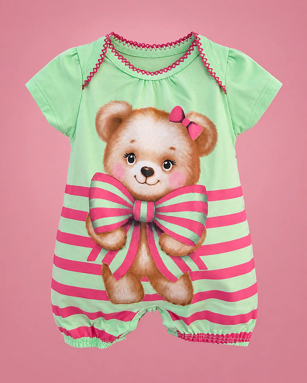 Kyly verde menta de osita para bebé niña, vista de frente | JR Baby Center