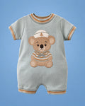 Milon celeste con osito para bebé niño, vista de frente | JR Baby Center