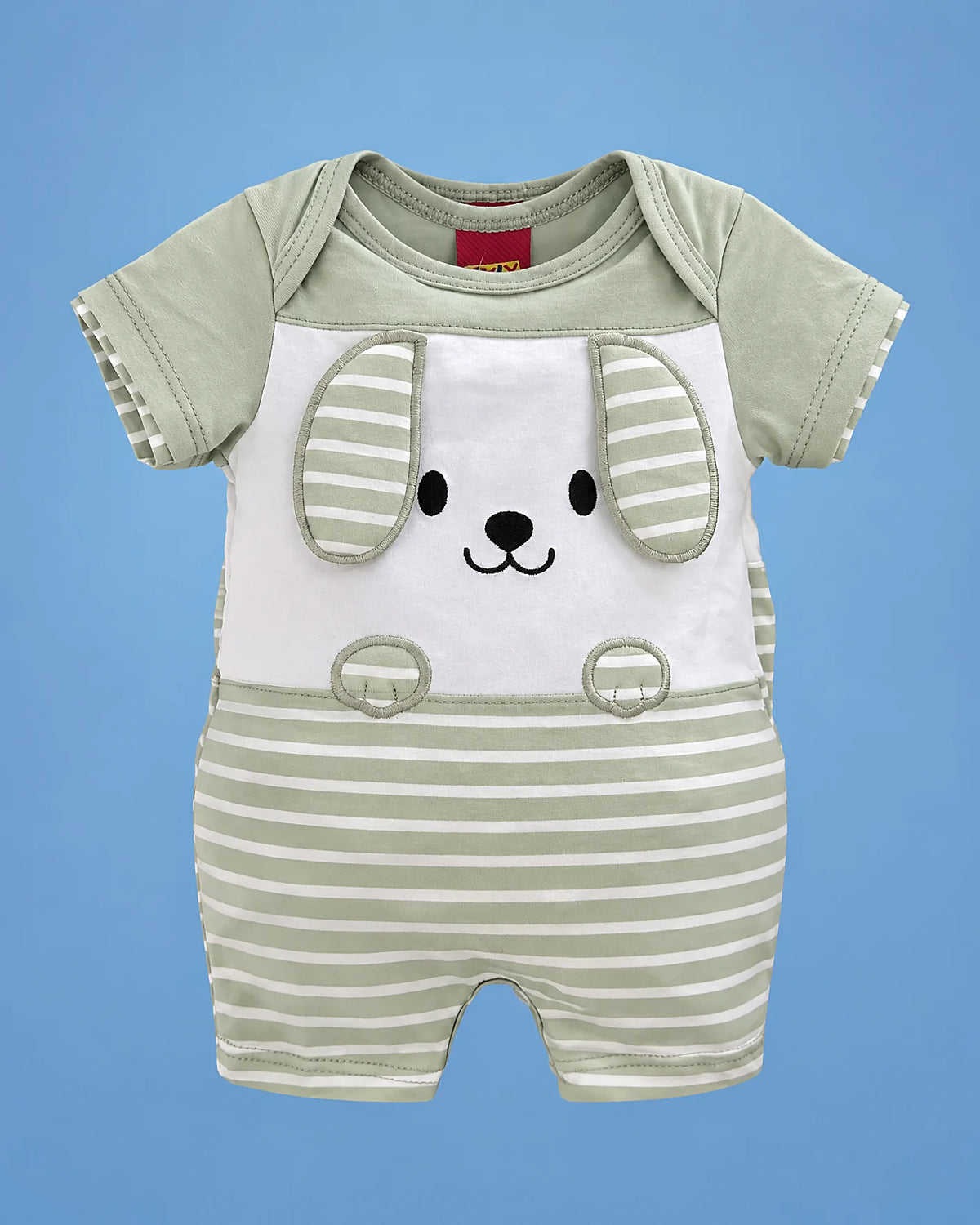 Kyly a rayas verdes con perrito para bebé niño, vista de frente | JR Baby Center