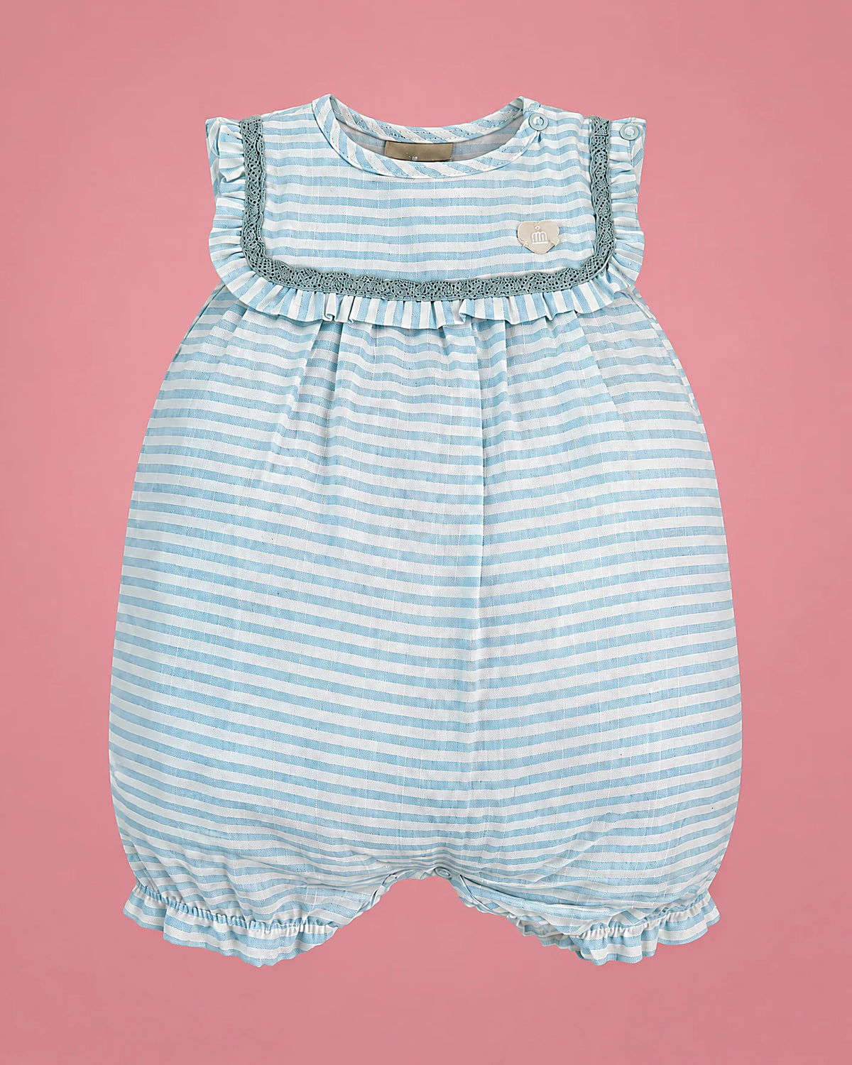 Celeste a rayas para bebé niña, vista de frente | JR Baby Center