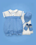 Set de estopilla celeste para bebé niño, set completo | JR Baby Center