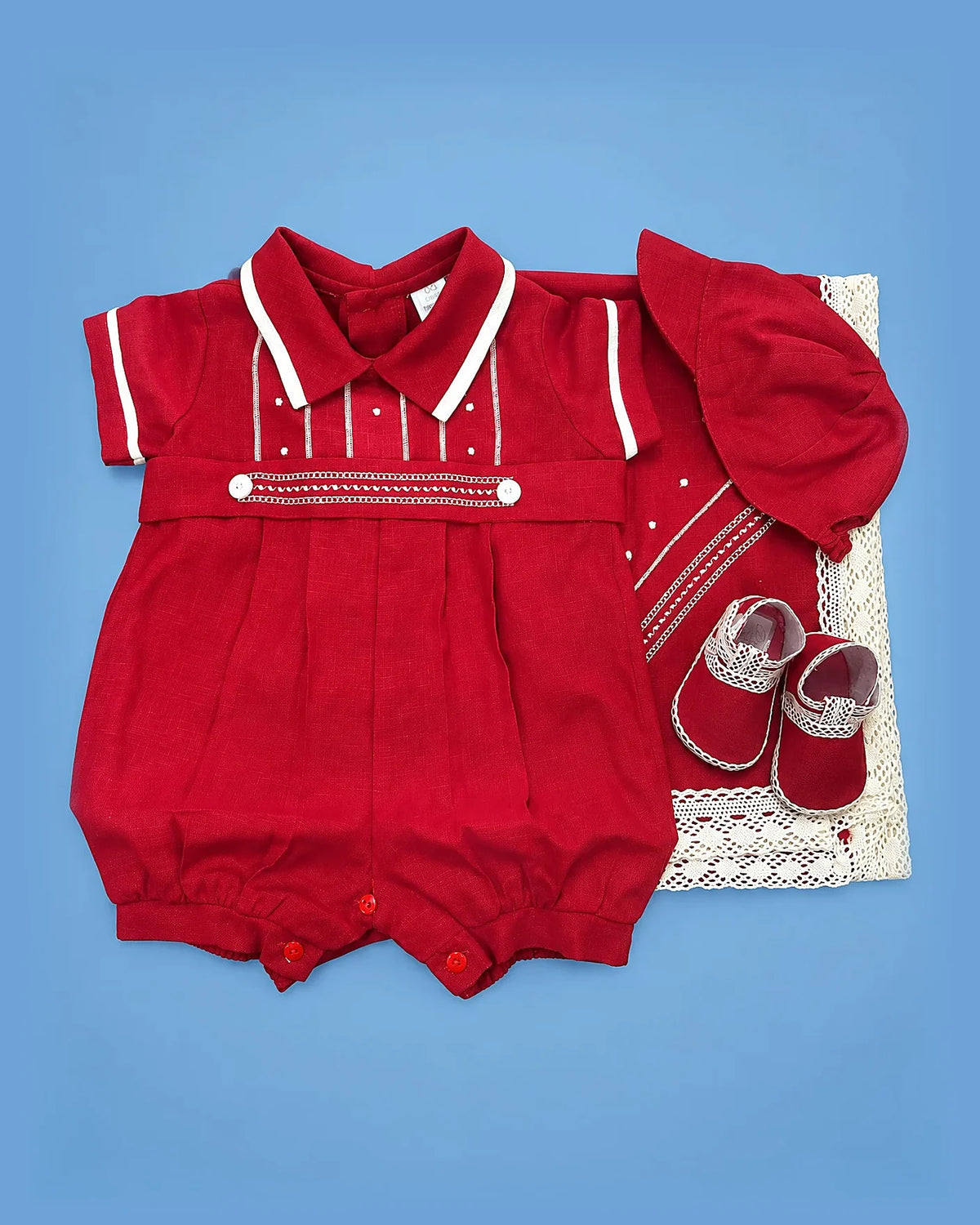 Set de estopilla rojo para bebé niño, set completo | JR Baby Center