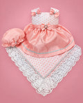 Set salmón de seda cruda con lunares, gorrito y manta para bebé niña, set completo | JR Baby Center