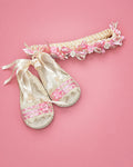 Set de zapatitos y banda crema y rosado para recién nacida | JR Baby Center