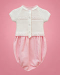 Karela Kids crema y rosado para bebé niña, vista de frente | JR Baby Center