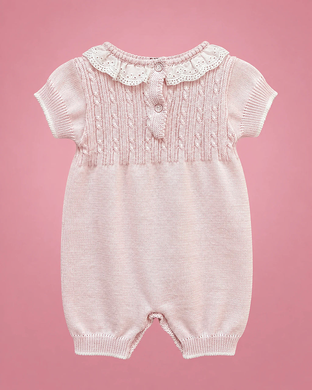 Rosado con trenzas para bebé niña, vista de espalda | JR Baby Center