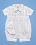 Blanco de bautizo con corbatín para bebé niño, vista de frente | JR Baby Center
