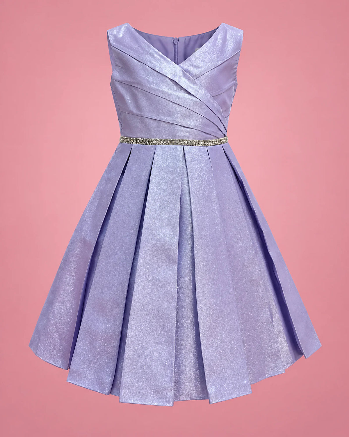 Vestido lila con brillo para niña, vista de frente | JR Baby Center