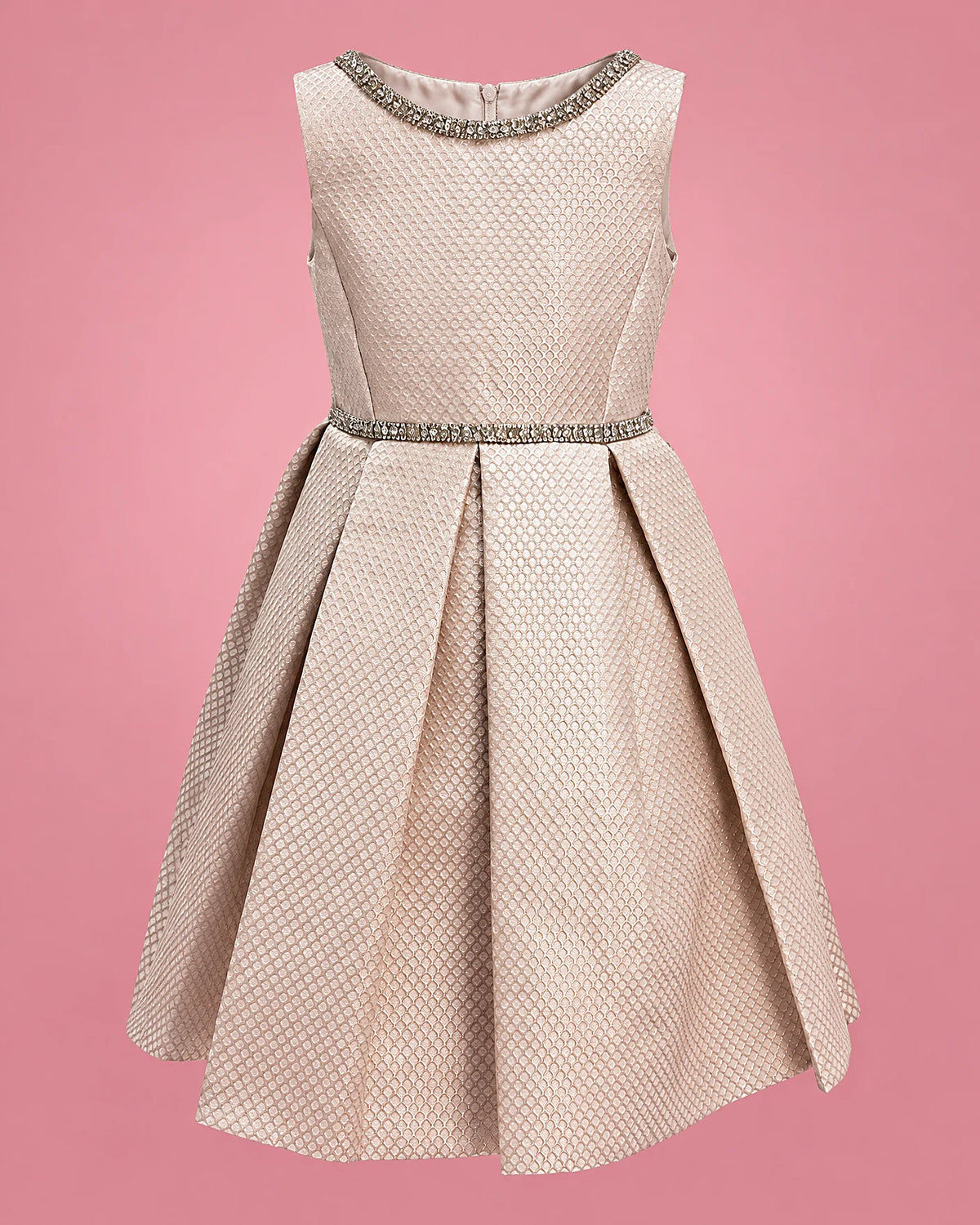 Vestido rosado claro con brillos para niña, vista de frente | JR Baby Center